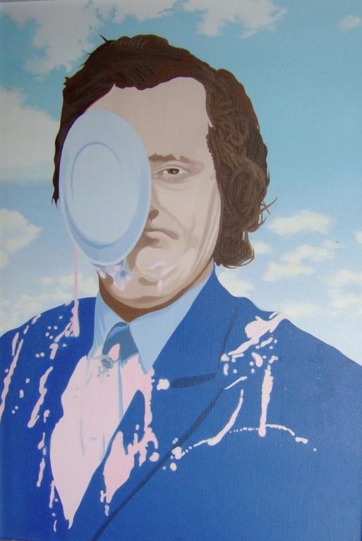 fred van der wal, olieverf, titel: bord voor de kop kopen? Bied vanaf 60!