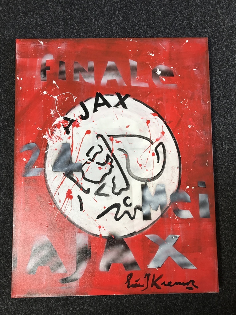 ERIC JAN KREMER AJAX 3 D Doek-Gesigneerd  en gevernist ! kopen? Bied vanaf 1!