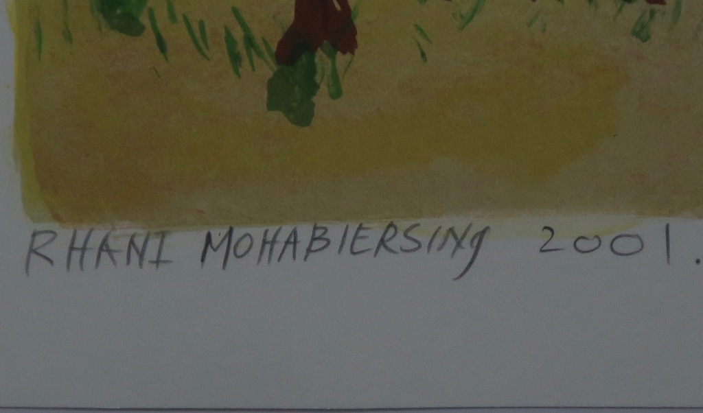 Rhani Mohabiersing: Zeefdruk, Zonder titel -Ingelijst kopen? Bied vanaf 60!