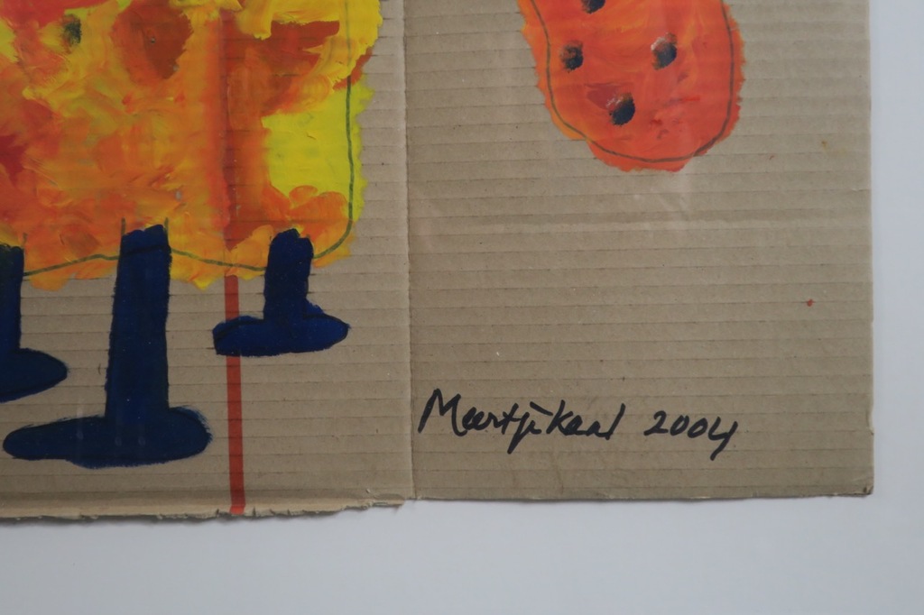 Meertje Kaal: Acryl op karton, Dier met treurig uitzicht ... - Ingelijst kopen? Bied vanaf 1!