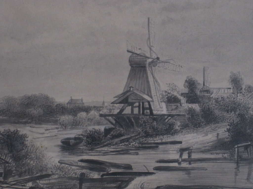 Hobbe Smith (1862-1942) oostind inkttekening "molen de Eenhoorn bij Haarlem" kopen? Bied vanaf 1!