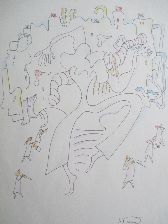 Luba Kostenko, pentekening met pastelkrijt, Parijs kopen? Bied vanaf 15!