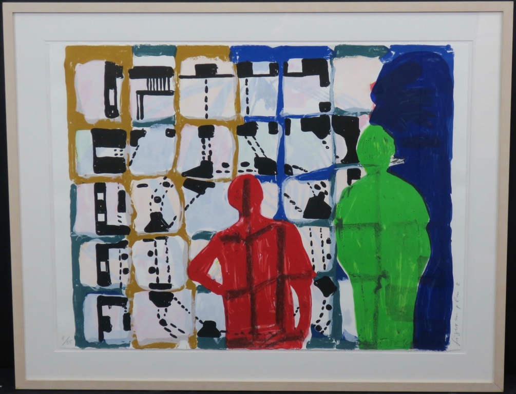 Cees Dolk: Zeefdruk, Figurenplan 2 -Ingelijst kopen? Bied vanaf 40!