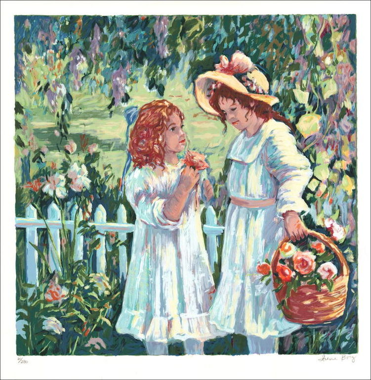 IRENE BORG -LA CUEILLETTE, romantische zomerse lithografie, handgesigneerd kopen? Bied vanaf 1!