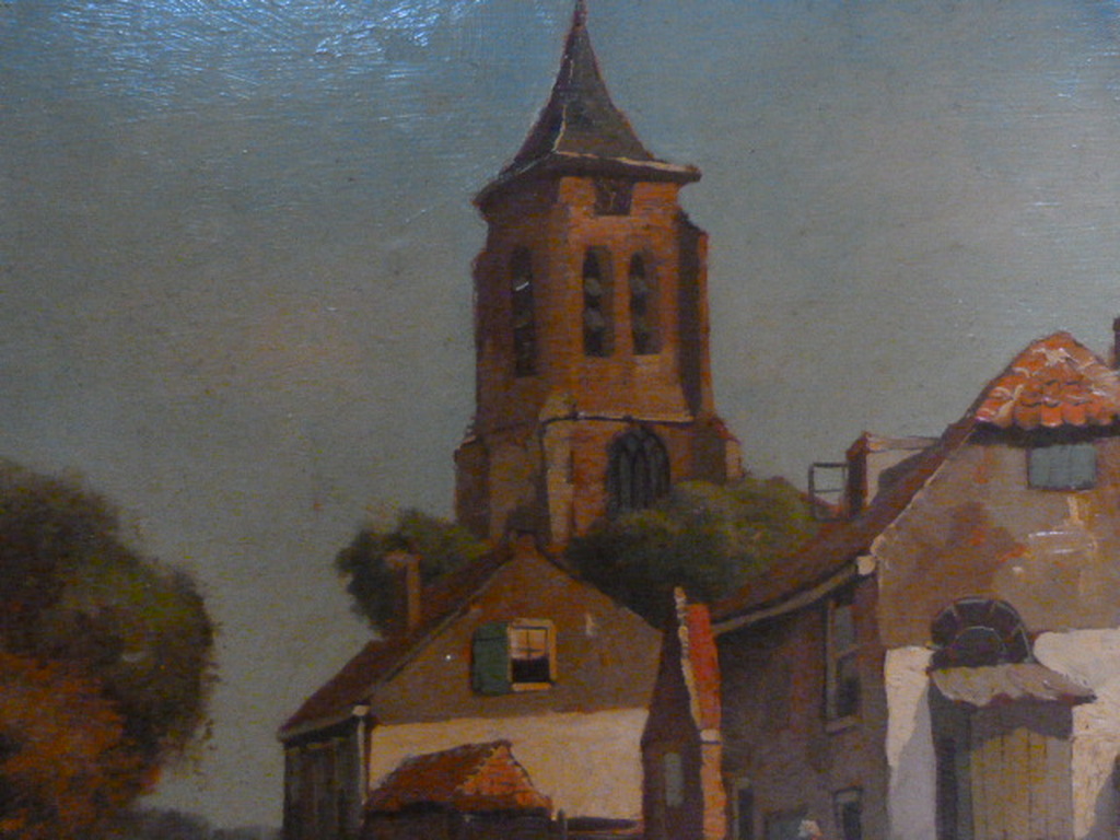 Onbekend ( 20e eeuw ) - olieverf - dorpsgezicht. kopen? Bied vanaf 1!