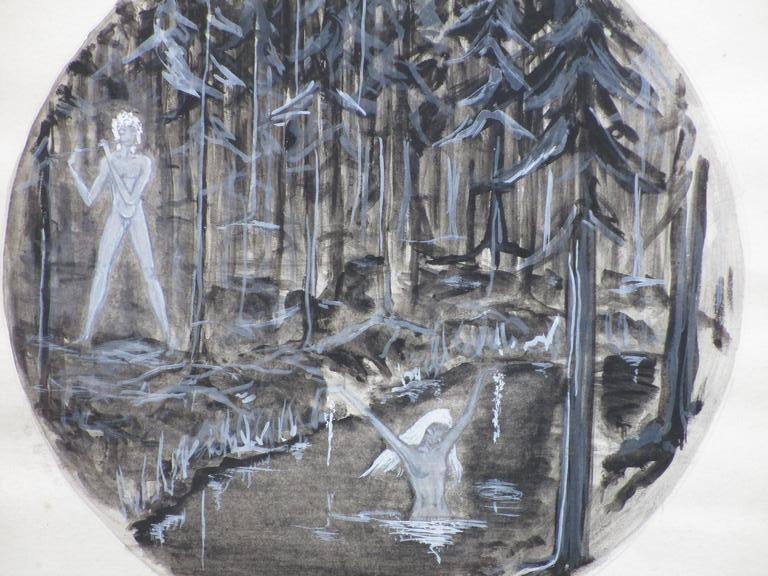 Kees van Urk, Badende faunen, Gemengde techniek kopen? Bied vanaf 30!