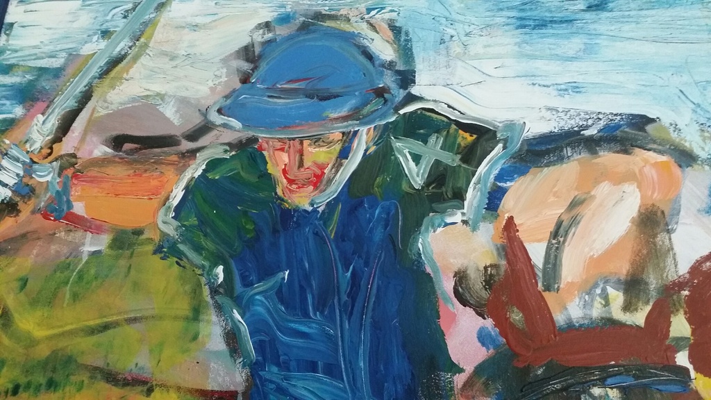 Onbekend. Acryl op doek. Polospeler. kopen? Bied vanaf 59!