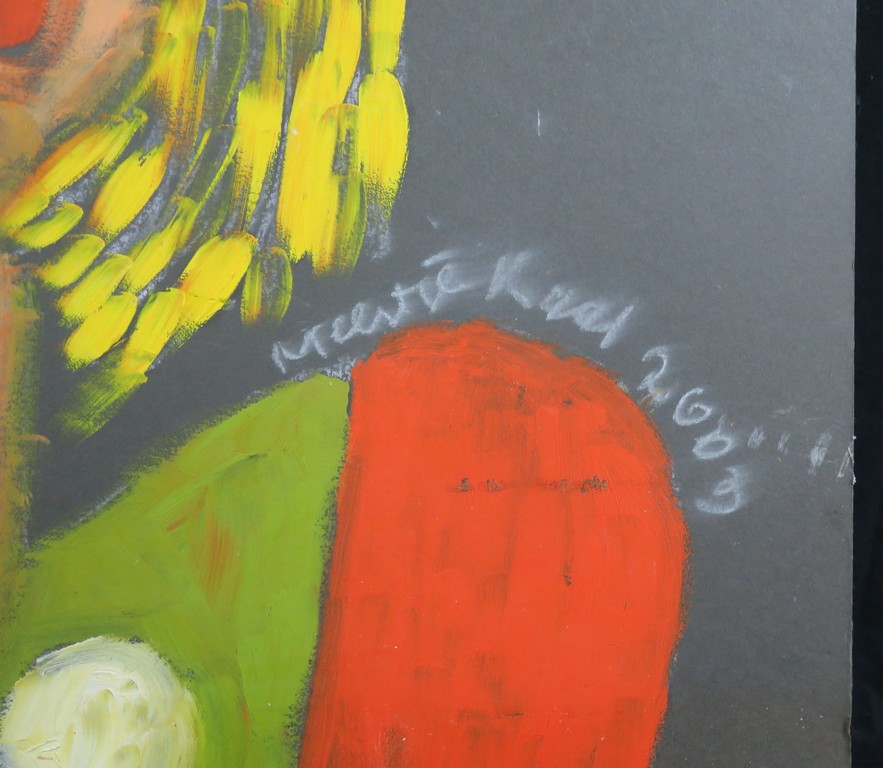 Meertje Kaal: Olieverf en Acryl op karton, Meisje met bananenhals kopen? Bied vanaf 1!