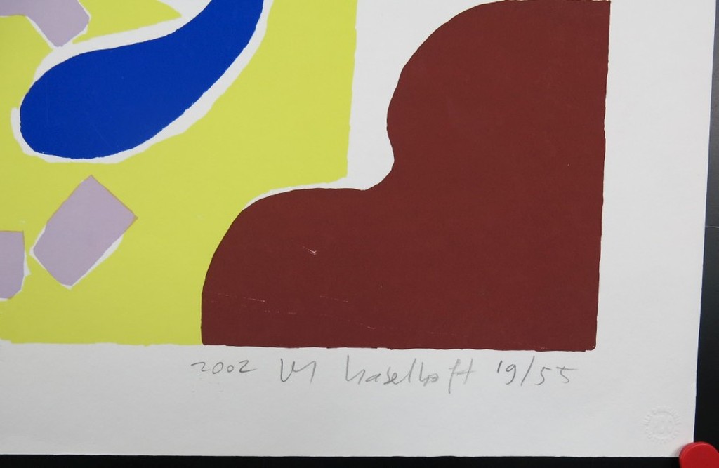 Marianne Haselhoff: Litho, Abstracte compositie met groen en blauw kopen? Bied vanaf 1!