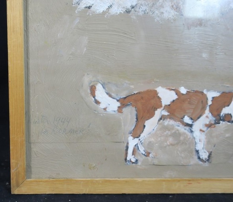 Meertje Kaal: Olieverf en Collage op papier, Winter 1944 in Wormer - Ingelijst kopen? Bied vanaf 35!