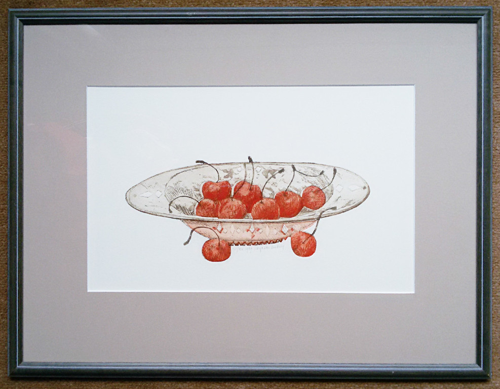 Arja van der Berg - Kersen, aquatint ets (prachtig ingelijst) kopen? Bied vanaf 60!