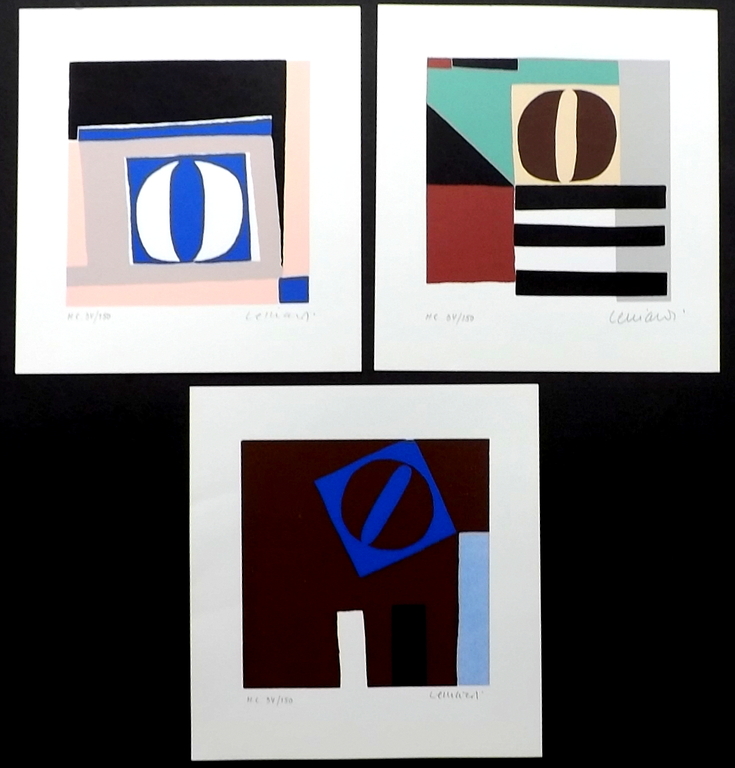 Ermanno Leinardi - 3 abstracte geometrische gesigneerde litho's - 1985 verkocht voor € 40!