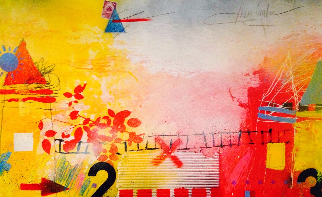 Theo koster, gemengde techniek, last train to clarksville. verkocht voor € 65!