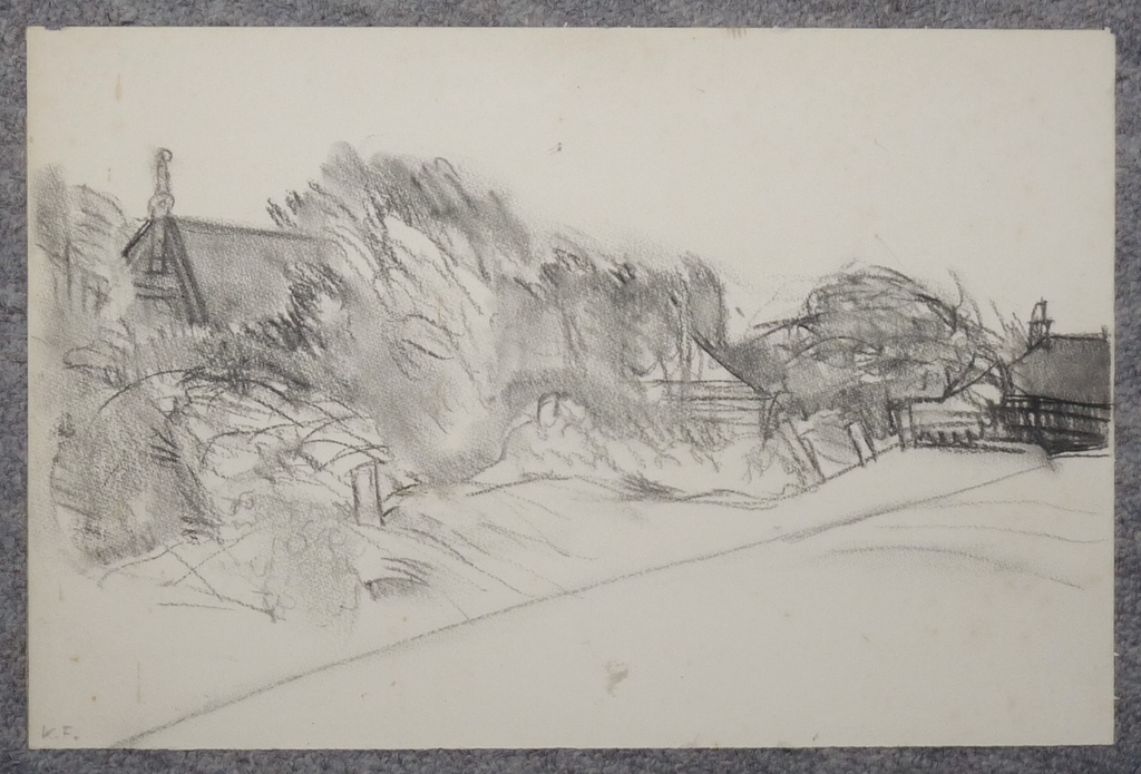 Kees Franse - landschap - potlood op papier - gesigneerd kopen? Bied vanaf 35!