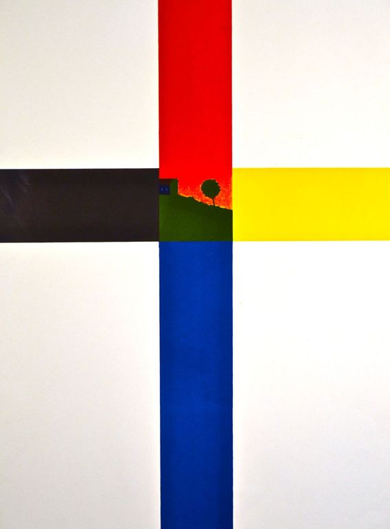 Willem van Malsen: Litho. Kruis met landschap kopen? Bied vanaf 70!