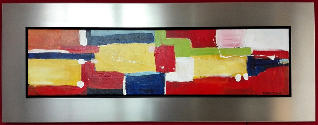 Ron van der Werf, origineel olieverf schilderij in prachtige RVS baklijst verkocht voor € 500!