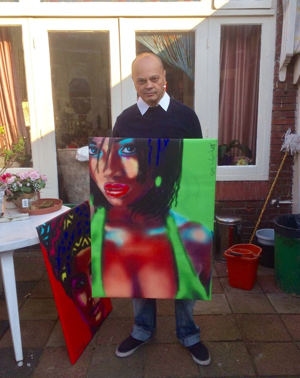 Peter Klashorst - Gesigneerde offsetdruk op katoen: Pop Art African Woman kopen? Bied vanaf 1!