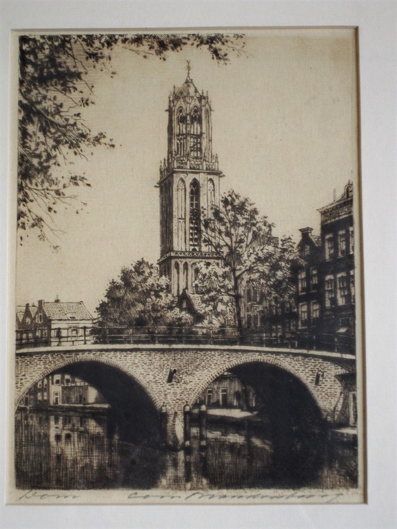 Mooie Ets "Utrecht en de Dom" van Nederlands grootste etser van stadsgezichten kopen? Bied vanaf 1!