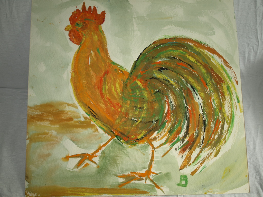 BEP DIKKERS – Gouache – Haan - Gesigneerd – *DAKA-AANBIEDING*  kopen? Bied vanaf 23!