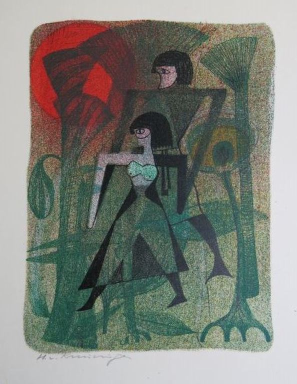 Harry van Kruiningen: Litho in originele omslag, Figuren in een bos verkocht voor € 35!