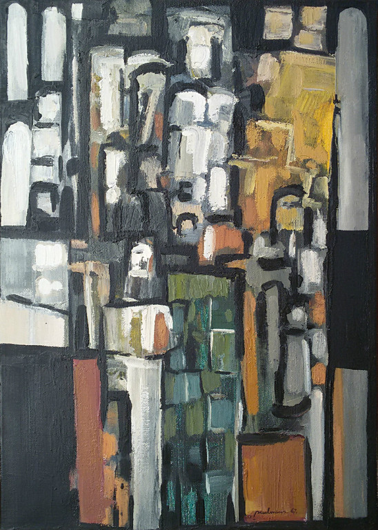 Paul Maas - St. Jan ziet het hemelse Jeruzalem, olieverf op doek (ingelijst) verkocht voor € 250!