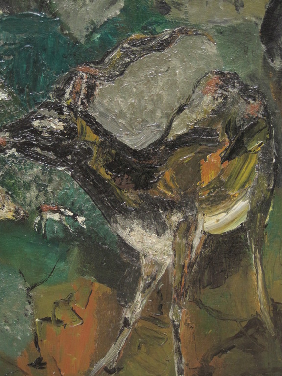 Maria Ruiter de Wit - "Herten en jongen" olieverf omstreeks 1970 kopen? Bied vanaf 1!