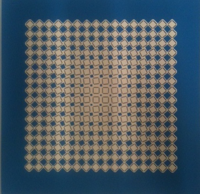 Henk van der Plas, abstracte compositie, zeefdruk 1984 verkocht voor € 55!