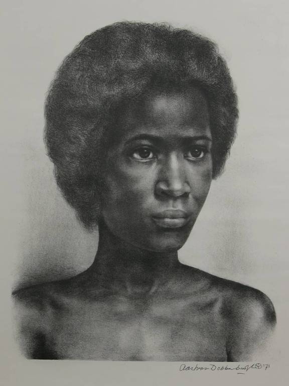 Aart van Dobbenburgh: Litho, Portret van een donkere vrouw verkocht voor € 40!