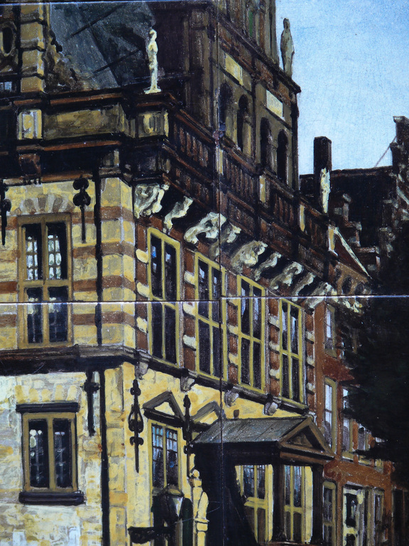 Plateelbakkerij Delft: Tegeltableau (1906), Het oude stadhuis van Den Haag kopen? Bied vanaf 510!
