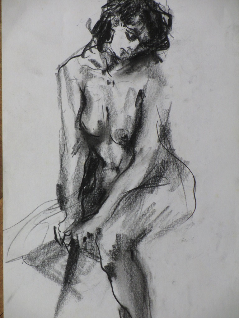 Bob ten Hoope, Zittende naakte vrouw, Tekening kopen? Bied vanaf 75!