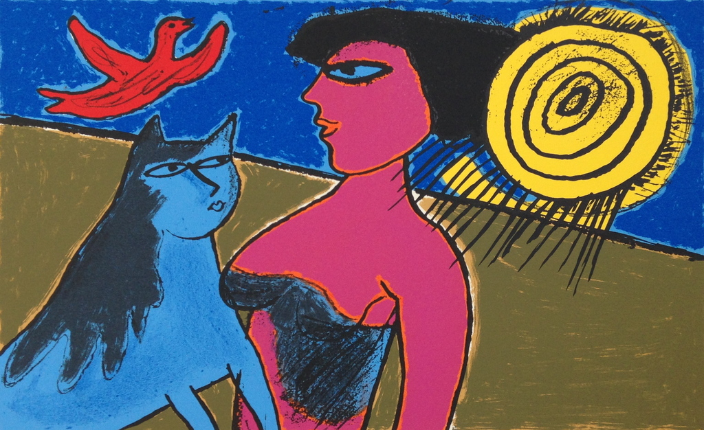 Corneille, Originele kleurenlitho uit 1996, Handgesigneerd kopen? Bied vanaf 220!