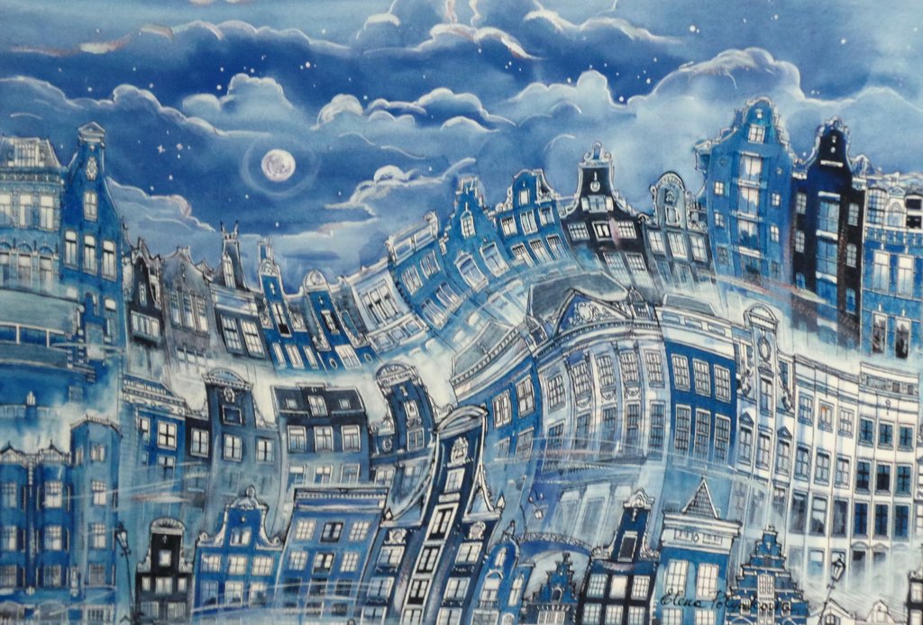 Elena Polyakova - Elena Polyakova: Nacht in Amsterdam, Gemengde techniek kopen? Bied vanaf 90!