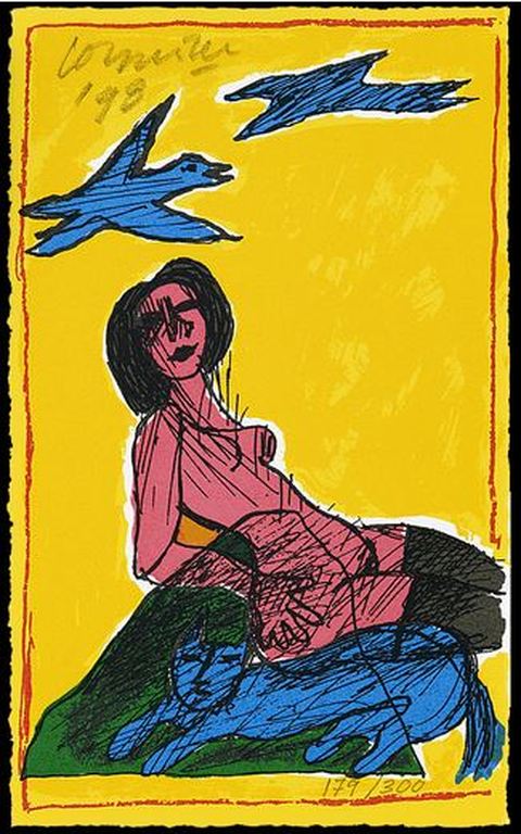 Corneille: Portfolio met 1 zeefdruk + boekje in map, Femmes et Oiseaux kopen? Bied vanaf 55!