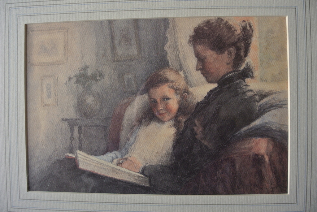 Edward v.Goethem 5 Aquarellen in klassiek passe-partout.-Good Life- Lithografie. verkocht voor € 73!