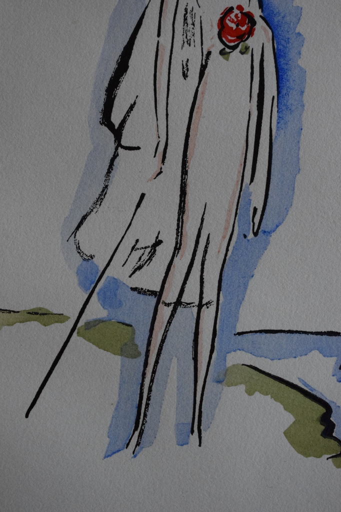 Kees van Dongen - Pochoir uit La Garconne - Elegante Dame met Wandelstok kopen? Bied vanaf 250!