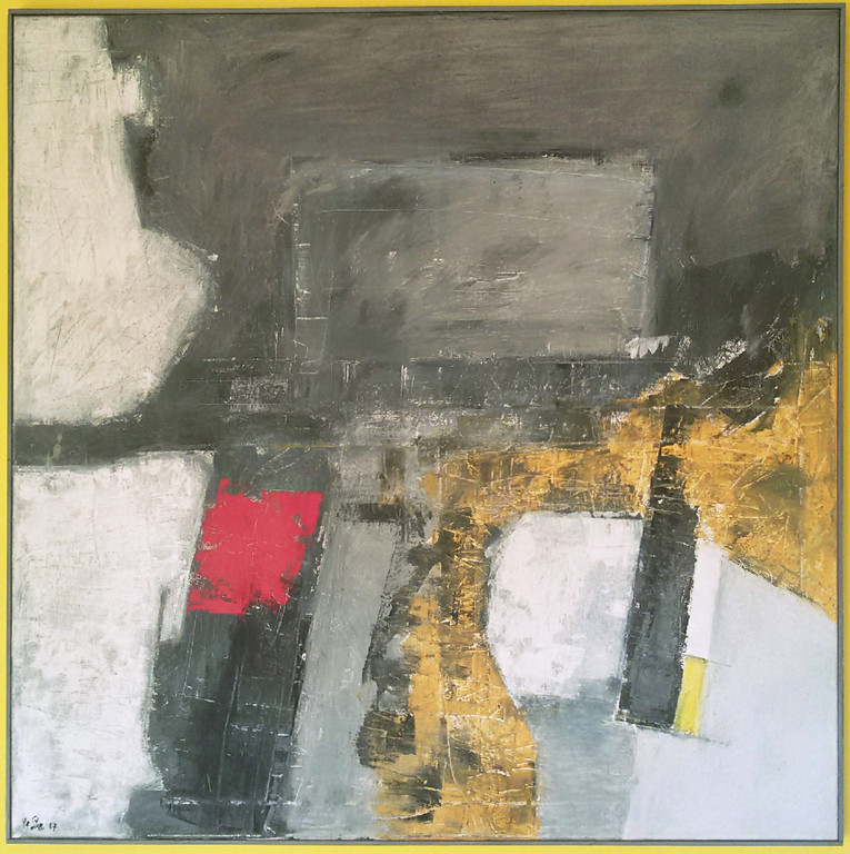Laatste keer: Jan van der Ster - Abstract, acrylverf op doek (ingelijst, groot!) kopen? Bied vanaf 375!