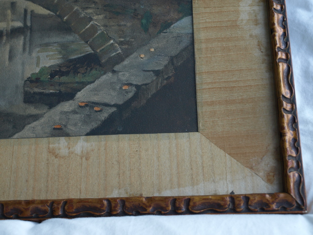 Willem Alexander Knip – Litho, Peerdenbrug in Brugge - ingelijst - ca 1935   kopen? Bied vanaf 1!
