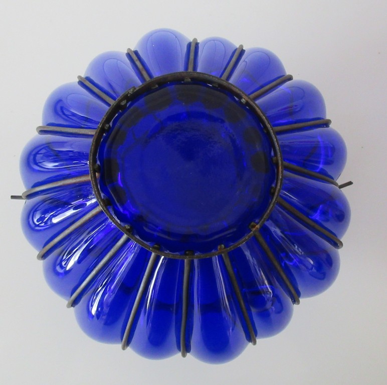 Ongespecificeerd - Grote cobalt blauwe Murano glazen amfoor vaas met metalen beslag kopen? Bied vanaf 37!