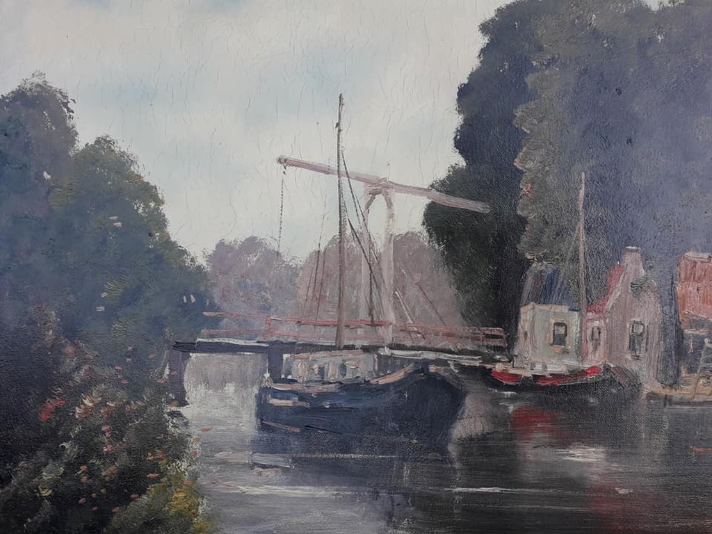 Jan Kelderman, ( 1914 - 1990) Dorpsgezicht Edam. kopen? Bied vanaf 50!