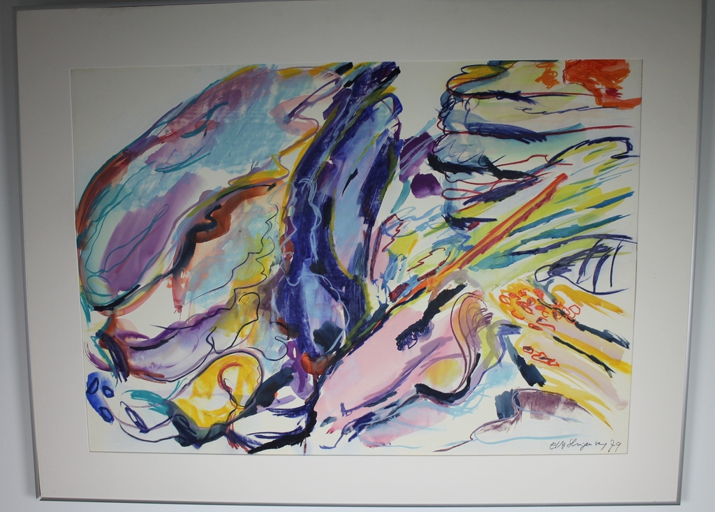 Elly Slingenberg Abstract- Acryl op papier, gesigneerd 1979 kopen? Bied vanaf 30!