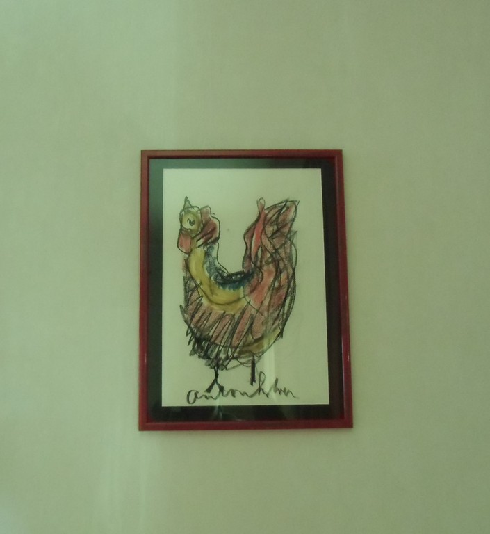 Anton Heyboer : Getekende kip met vetstift (wasco), kip kopen? Bied vanaf 200!