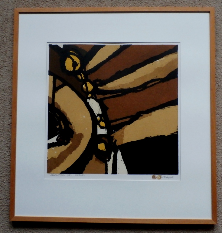 Fon Klement, ingelijste boardsnede, handgesigneerd verkocht voor € 250!