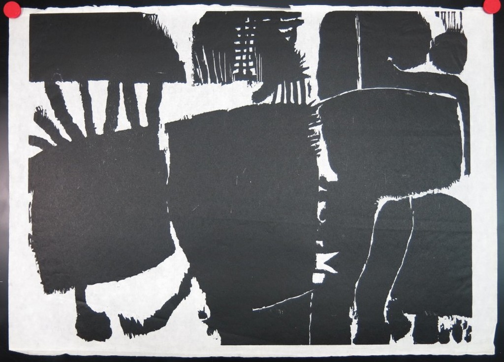 Guillaume Le Roy: Linosnede, Compositie in zwart  kopen? Bied vanaf 40!