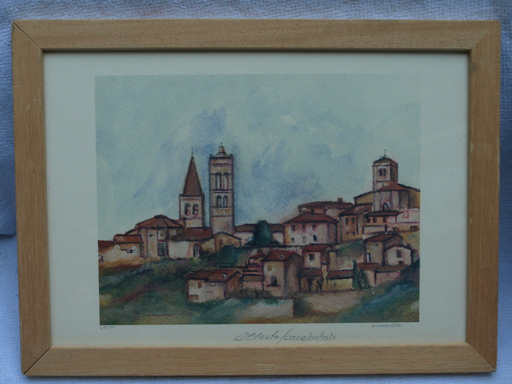 ALBERTO SCARABATTOLI - Litho – Dorpje – Gesigneerd en ingelijst  kopen? Bied vanaf 1!