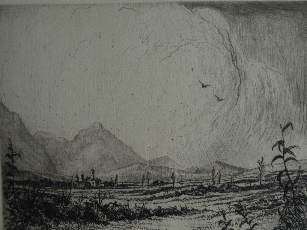 Hans van Dokkum (1908-1995) : Ets – Zwitsers landschap – gesigneerd – ca 1950 kopen? Bied vanaf 1!