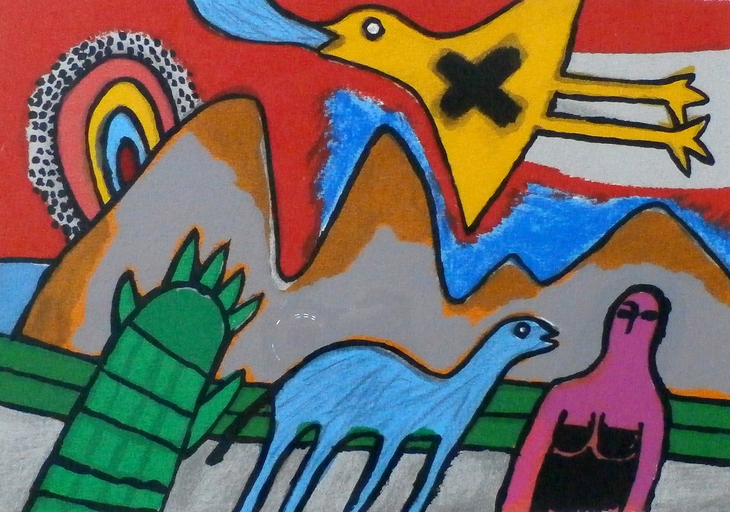 Corneille - ingelijste zeefdruk: Le voyage - 1995  verkocht voor € 110!