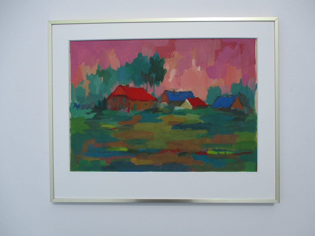 Henri Titselaar: Acrylaat op papier: Landschap kopen? Bied vanaf 75!