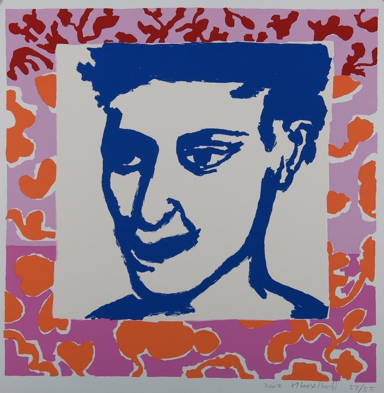 Marianne Haselhoff: Zeefdruk, Portret van een man (blauw) kopen? Bied vanaf 1!