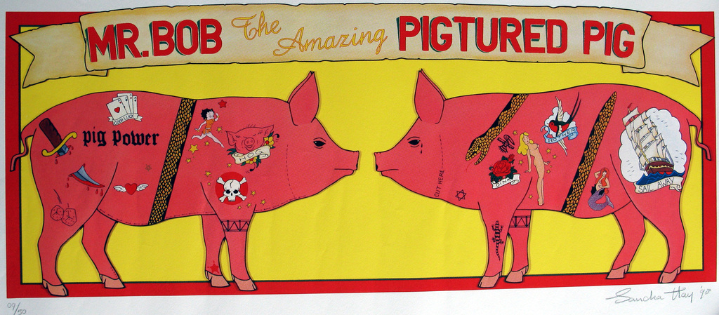 SANDRA HAY - tatoe art op papier uit oplage van 50. verkocht voor € 70!