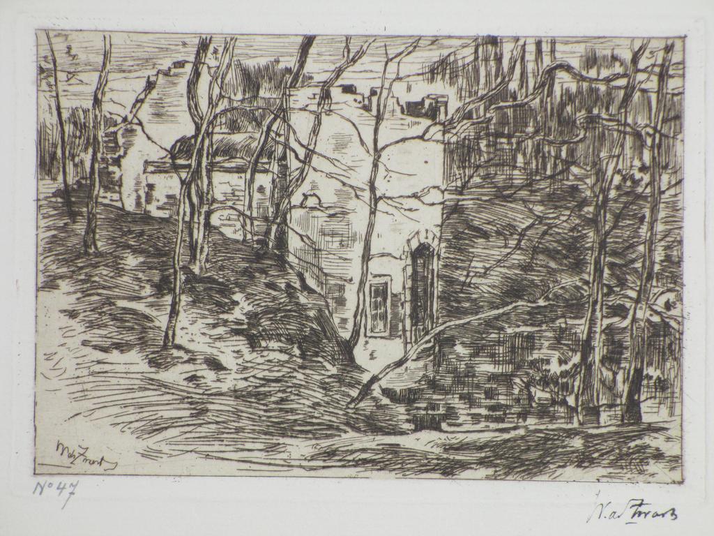 Willem de Zwart, Ruïne in het bos, Ets kopen? Bied vanaf 45!